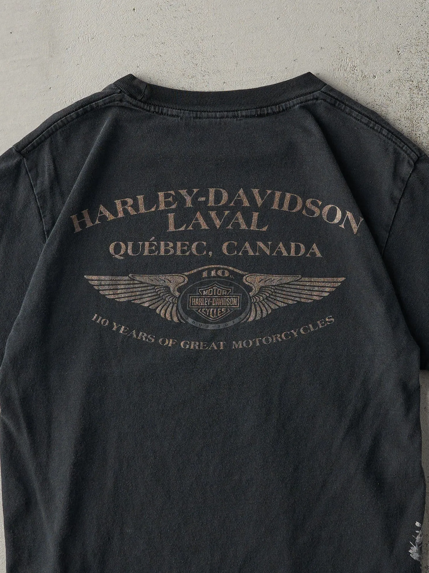 13' Faded Black Laval, Quebec Harley Davidson Tee (XS/S)