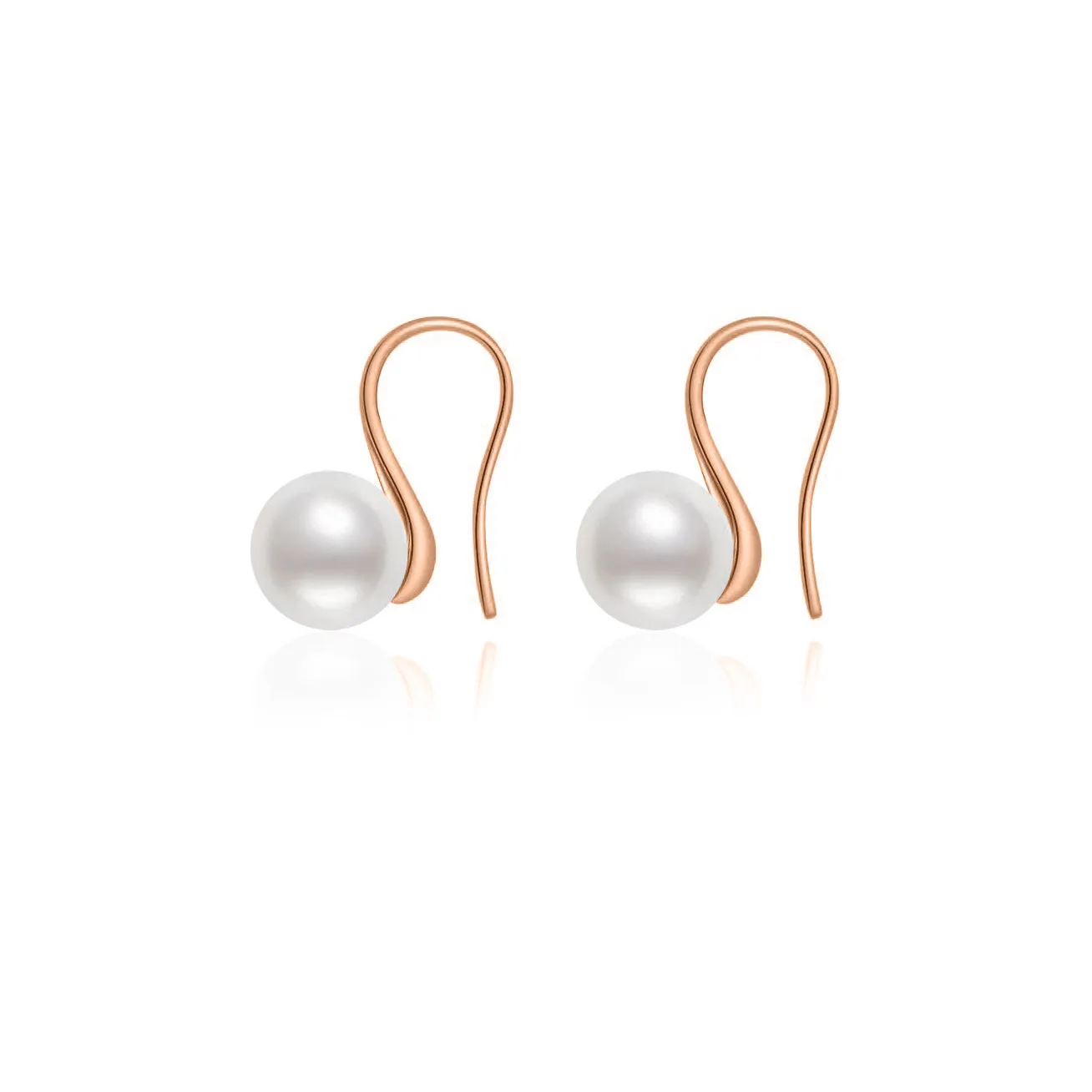 18K Solid Gold Elegant Freshwater Pearl Earrings KE00063