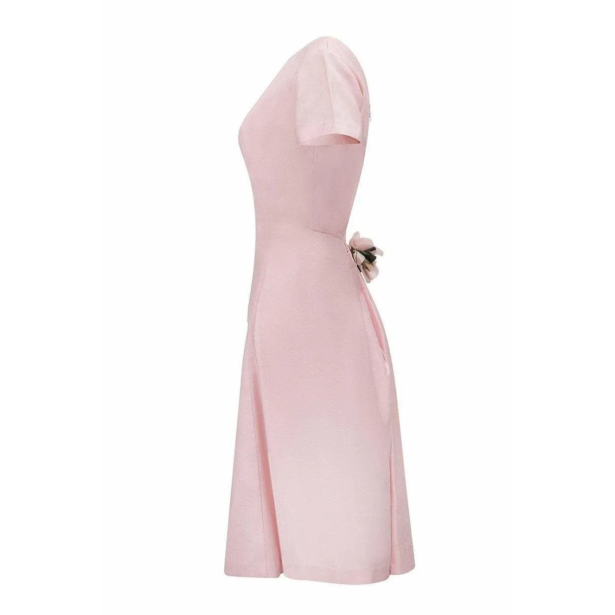 1960s Pink Princess Seam Cut Formal Dress