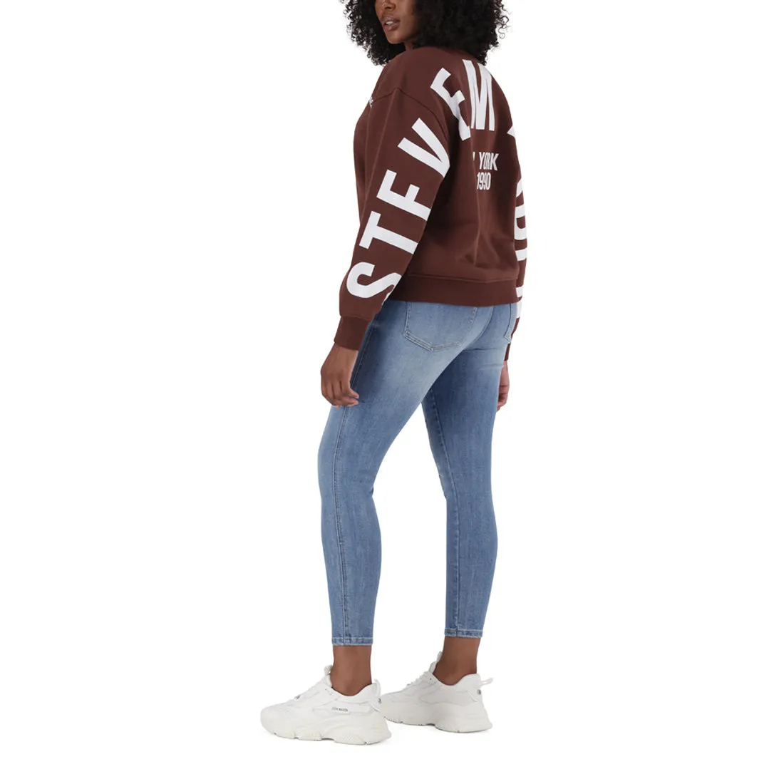 AMELIA BROWN CHOCOLATE OVERSIZED CREW NECK FLEECE SWEAT