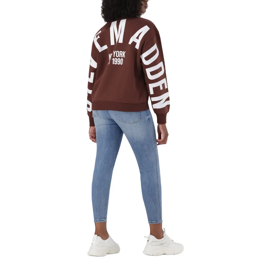 AMELIA BROWN CHOCOLATE OVERSIZED CREW NECK FLEECE SWEAT