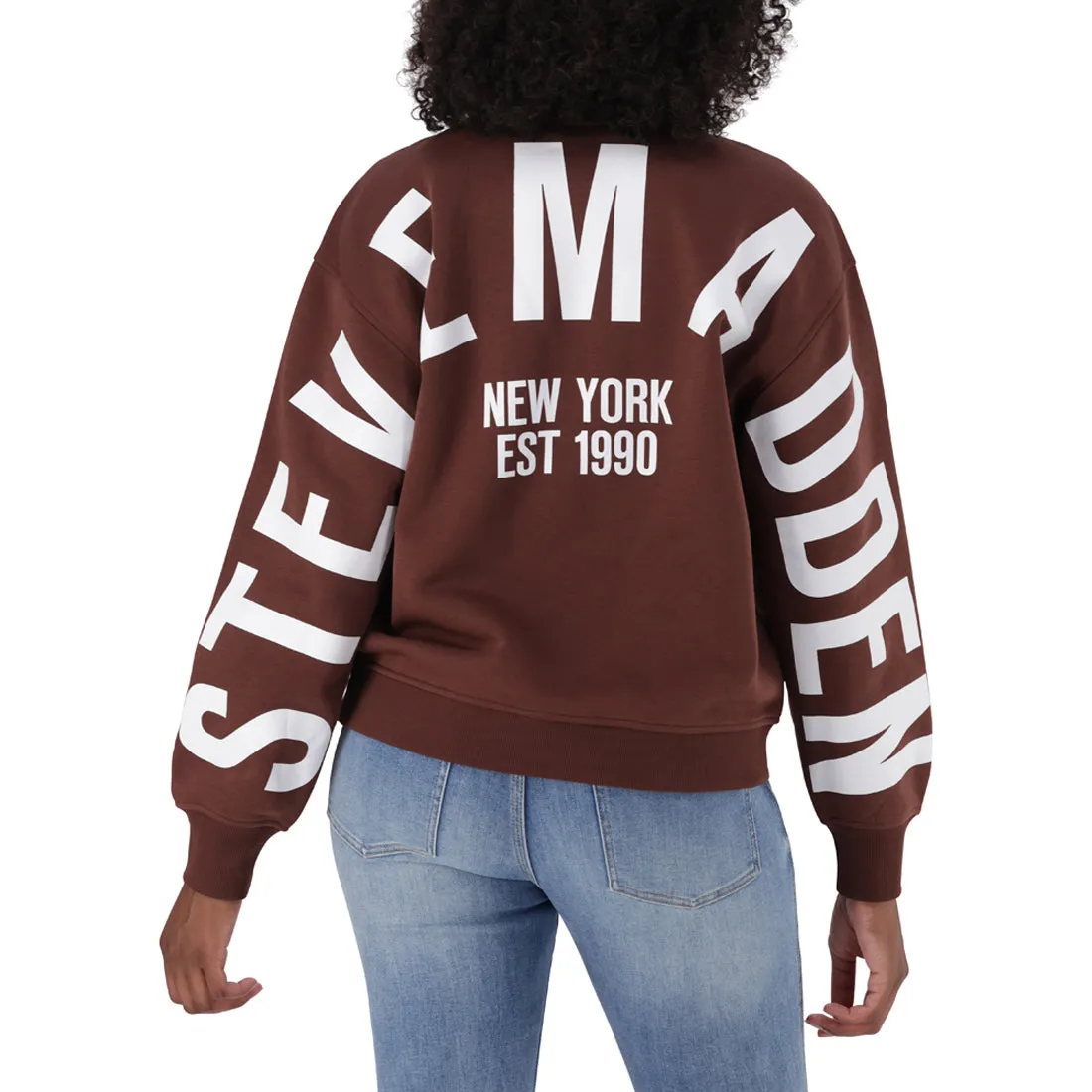 AMELIA BROWN CHOCOLATE OVERSIZED CREW NECK FLEECE SWEAT