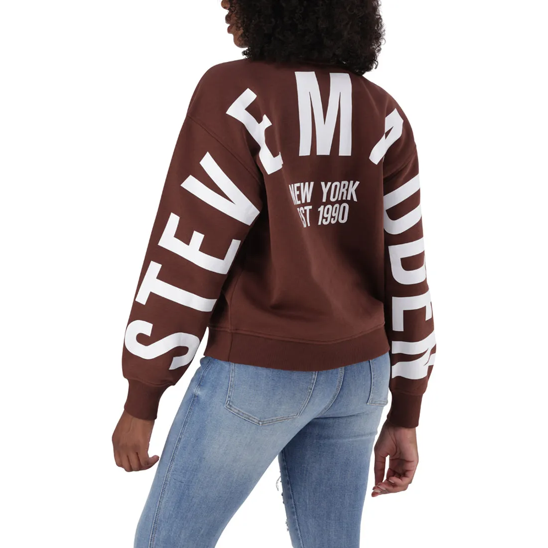 AMELIA BROWN CHOCOLATE OVERSIZED CREW NECK FLEECE SWEAT