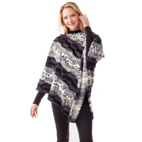 Animal Patterned Faux Fur Soft Poncho