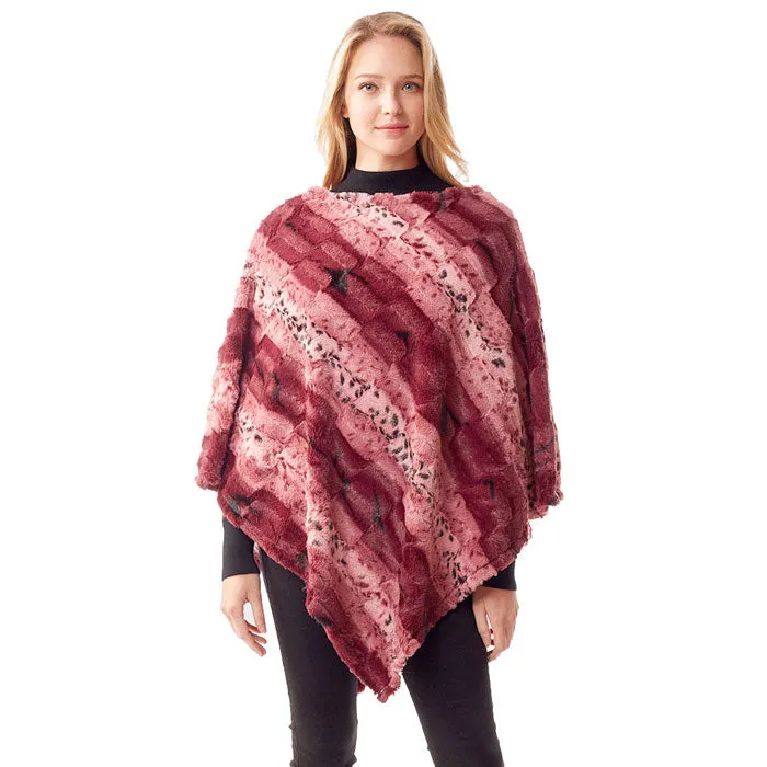 Animal Patterned Faux Fur Soft Poncho