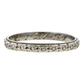 Art Deco Patterned Wedding Band, Platinum, 1-27-39, Size 5 1/4