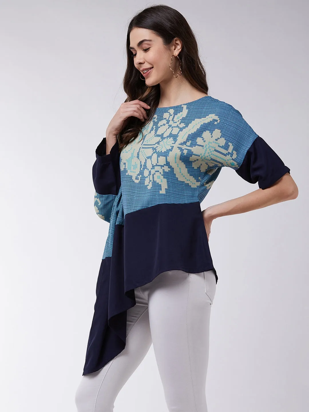 Asymmetric Printed Loose Top