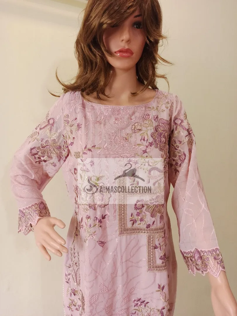 Ballerina Pink Embroidered Suit