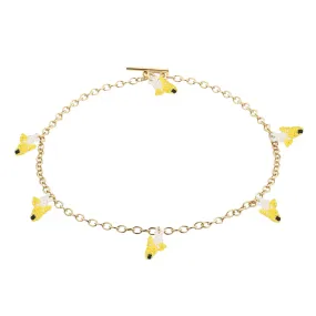 Banana Necklace Gold Plated, Yellow Beads