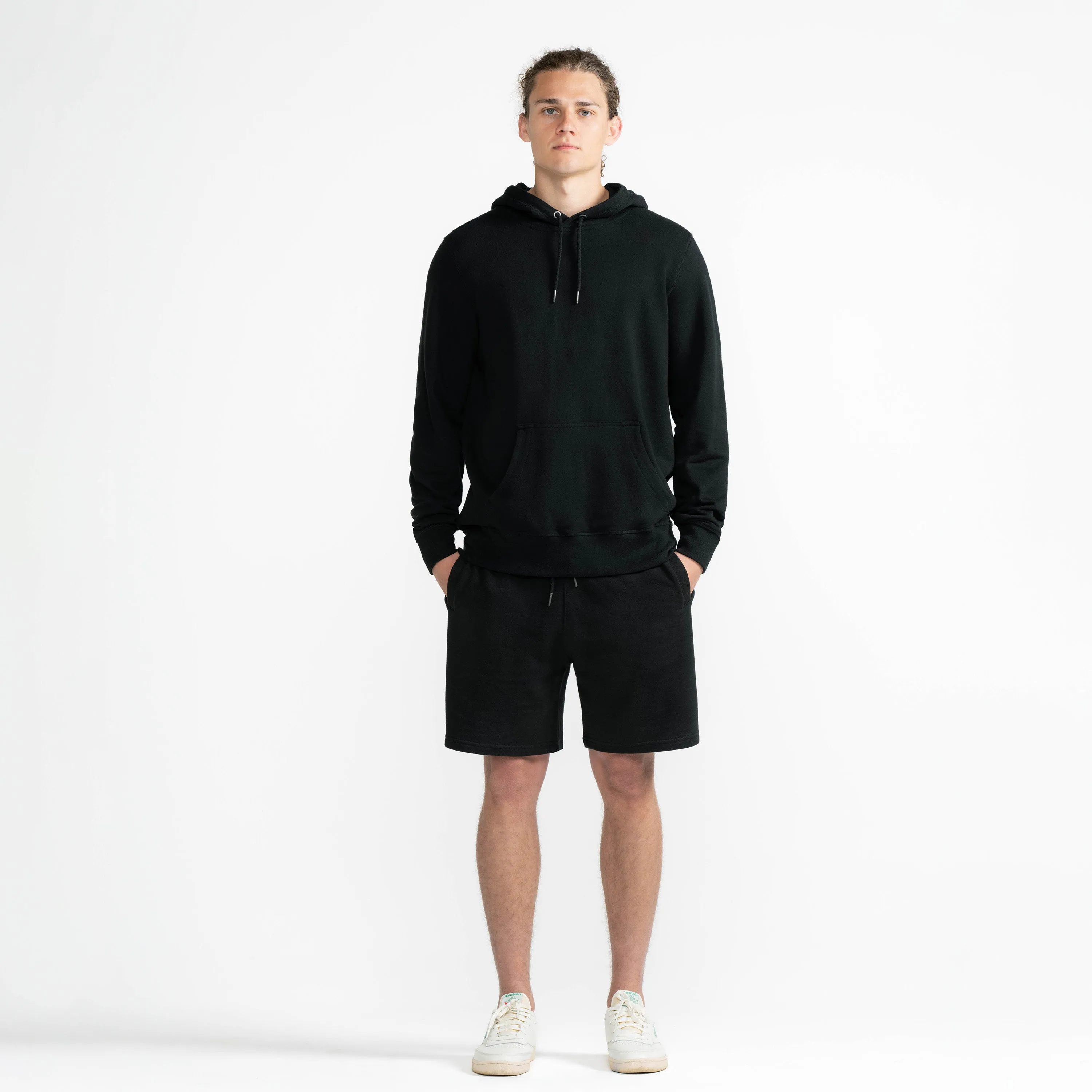 Black Organic Cotton French Terry Hooded Sweatshirt