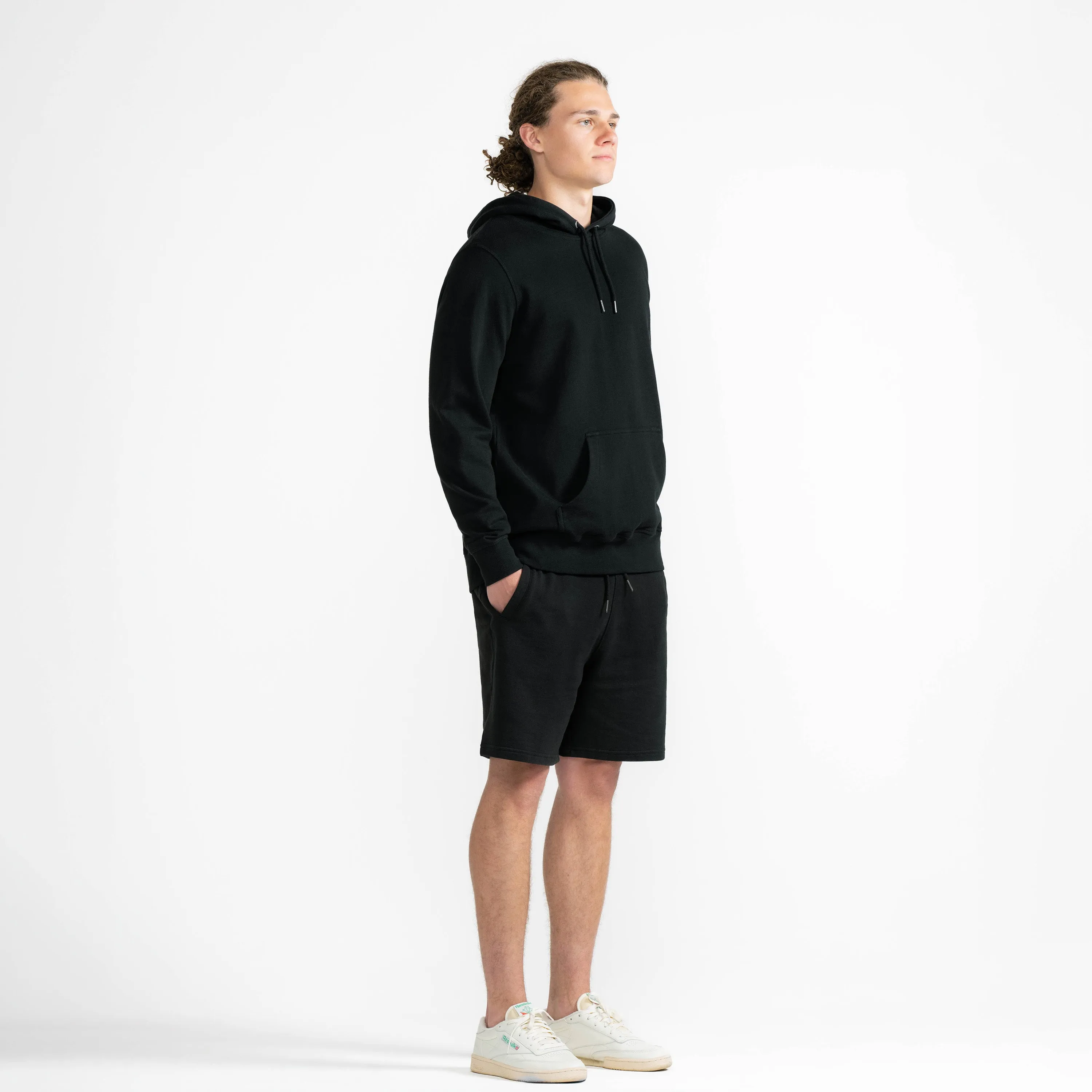 Black Organic Cotton French Terry Hooded Sweatshirt