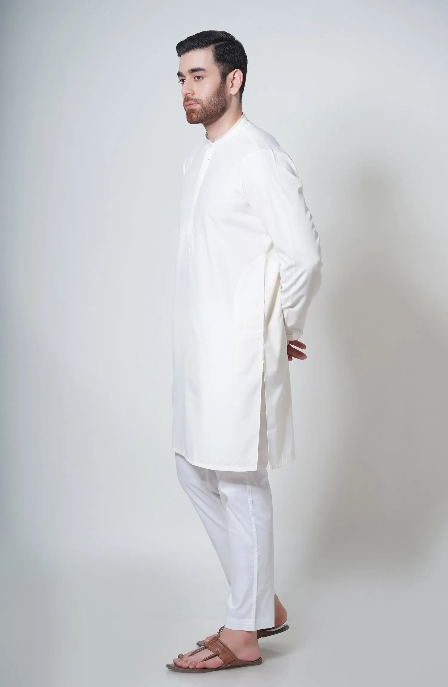 Blended Embroidered Kurta - Cream