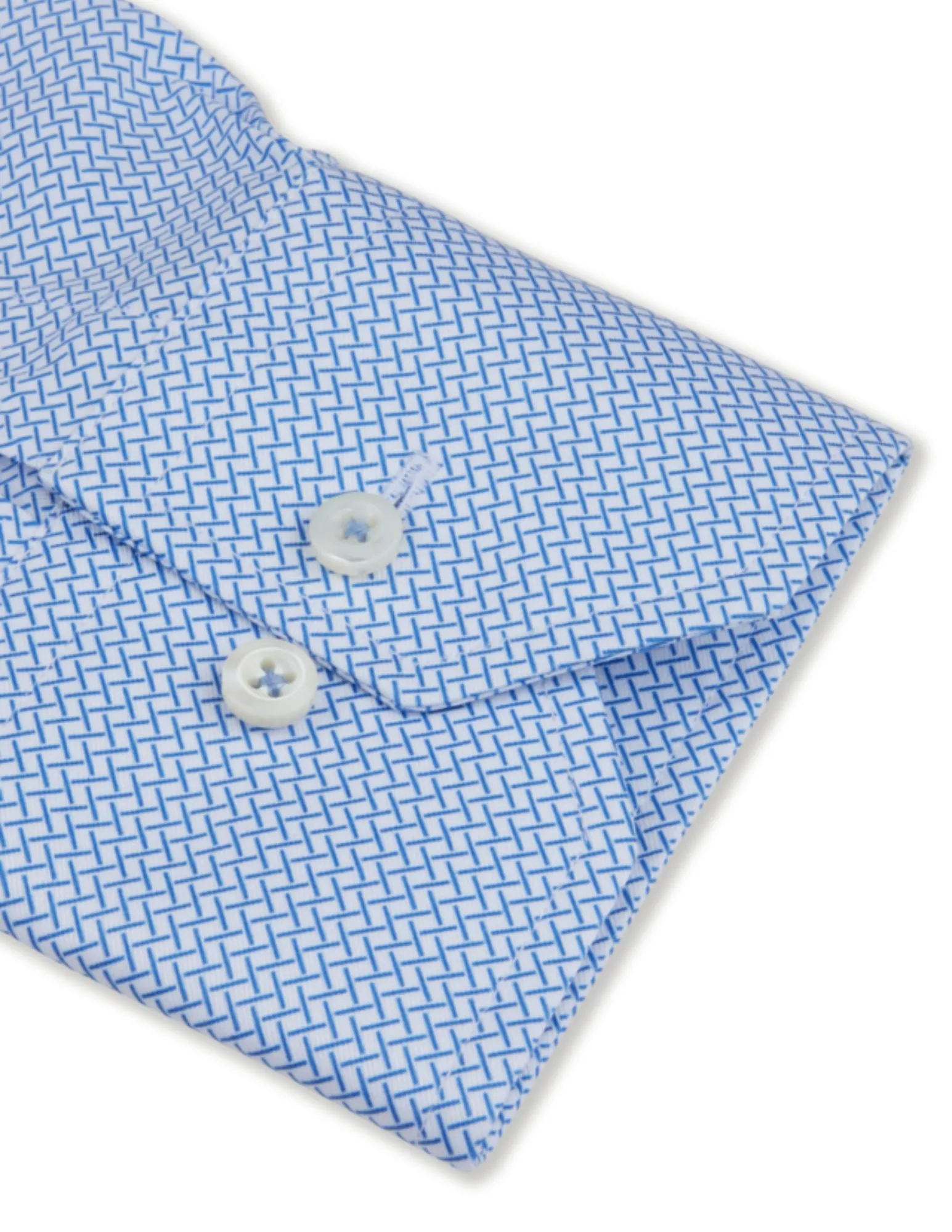 Blue Patterned Twill Shirt | Fitted Body