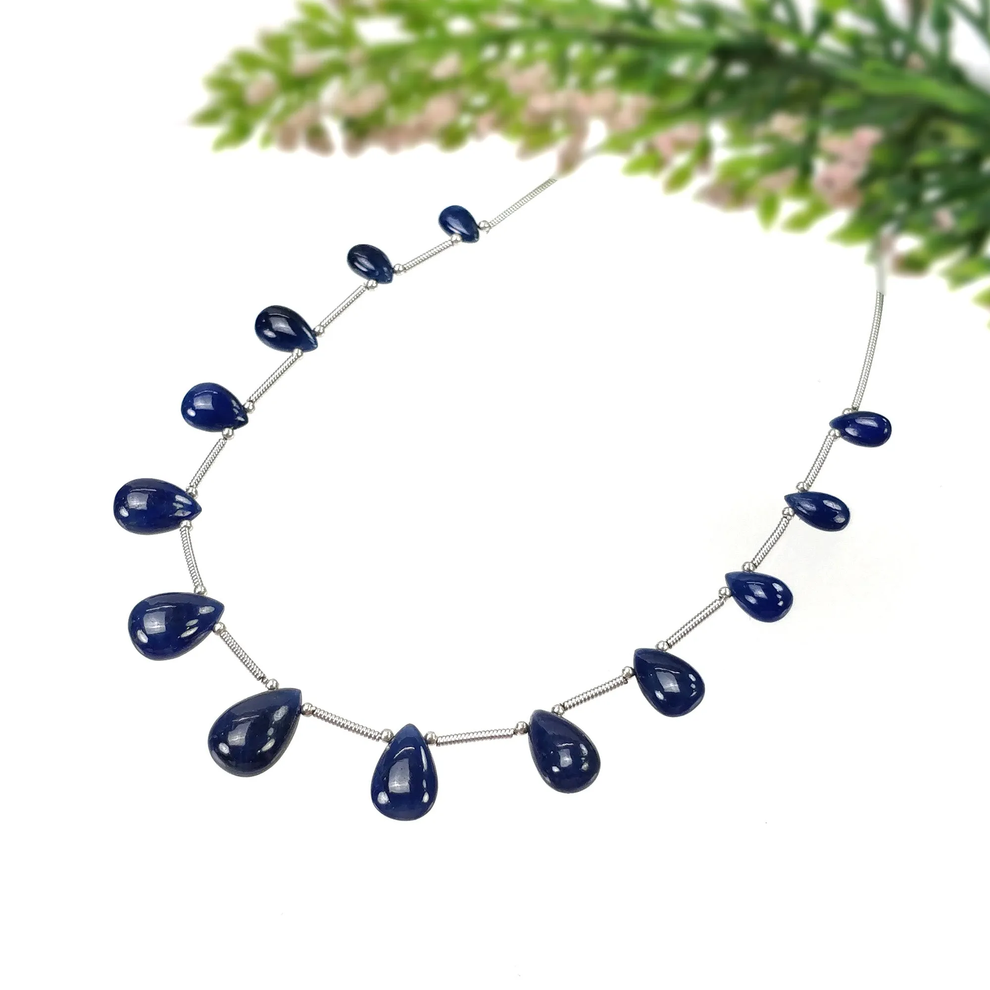 BLUE SAPPHIRE Gemstone Loose Beads : 45.10cts Natural Untreated Sapphire Plain Almond Beads 8*5mm - 13.5*9mm