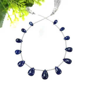 BLUE SAPPHIRE Gemstone Loose Beads : 45.10cts Natural Untreated Sapphire Plain Almond Beads 8*5mm - 13.5*9mm