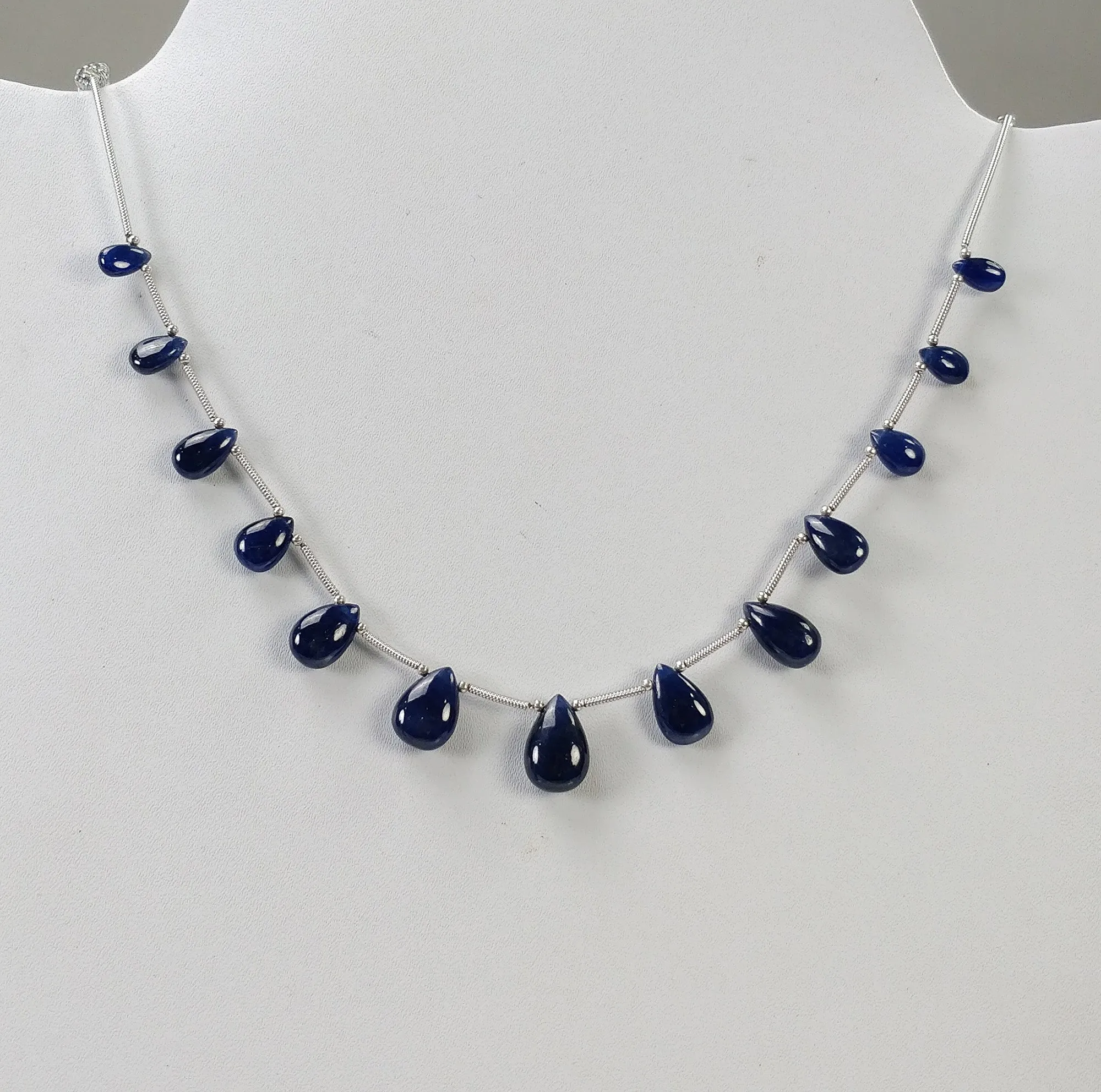 BLUE SAPPHIRE Gemstone Loose Beads : 45.10cts Natural Untreated Sapphire Plain Almond Beads 8*5mm - 13.5*9mm