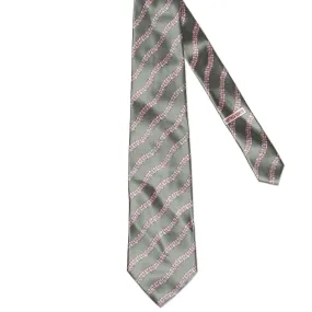 BOTTEGA VENETA Handmade Green-Pink Striped Silk Tie