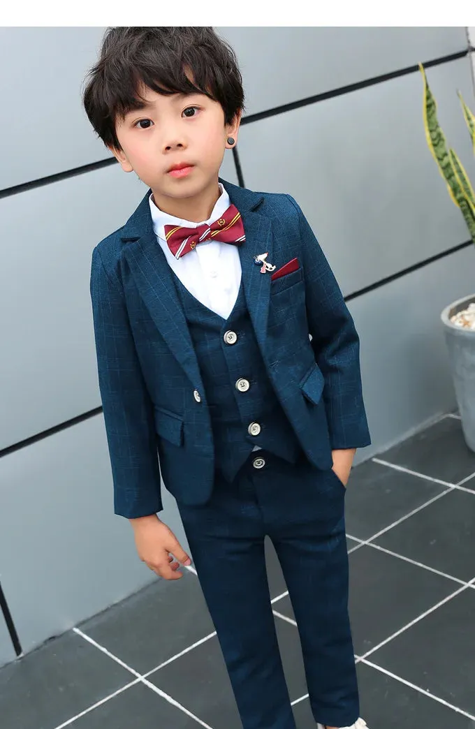 Boy Formal Flower Purple Black Gentleman Outfits