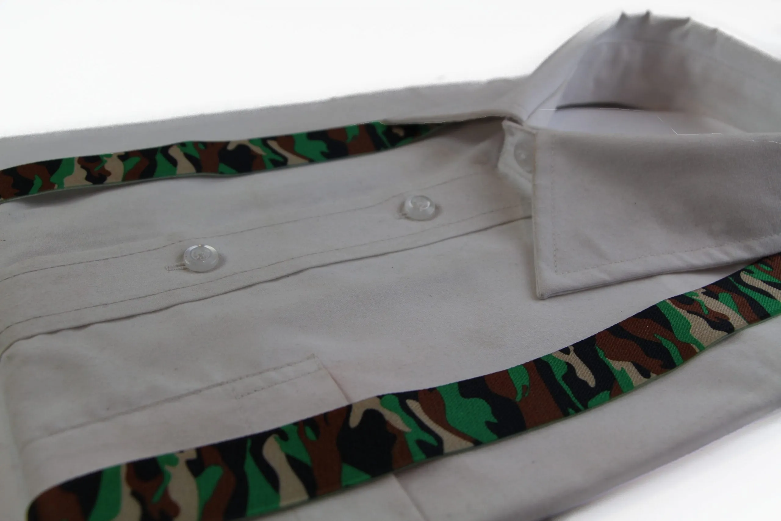 Boys Adjustable Army Camouflage Patterned Suspenders