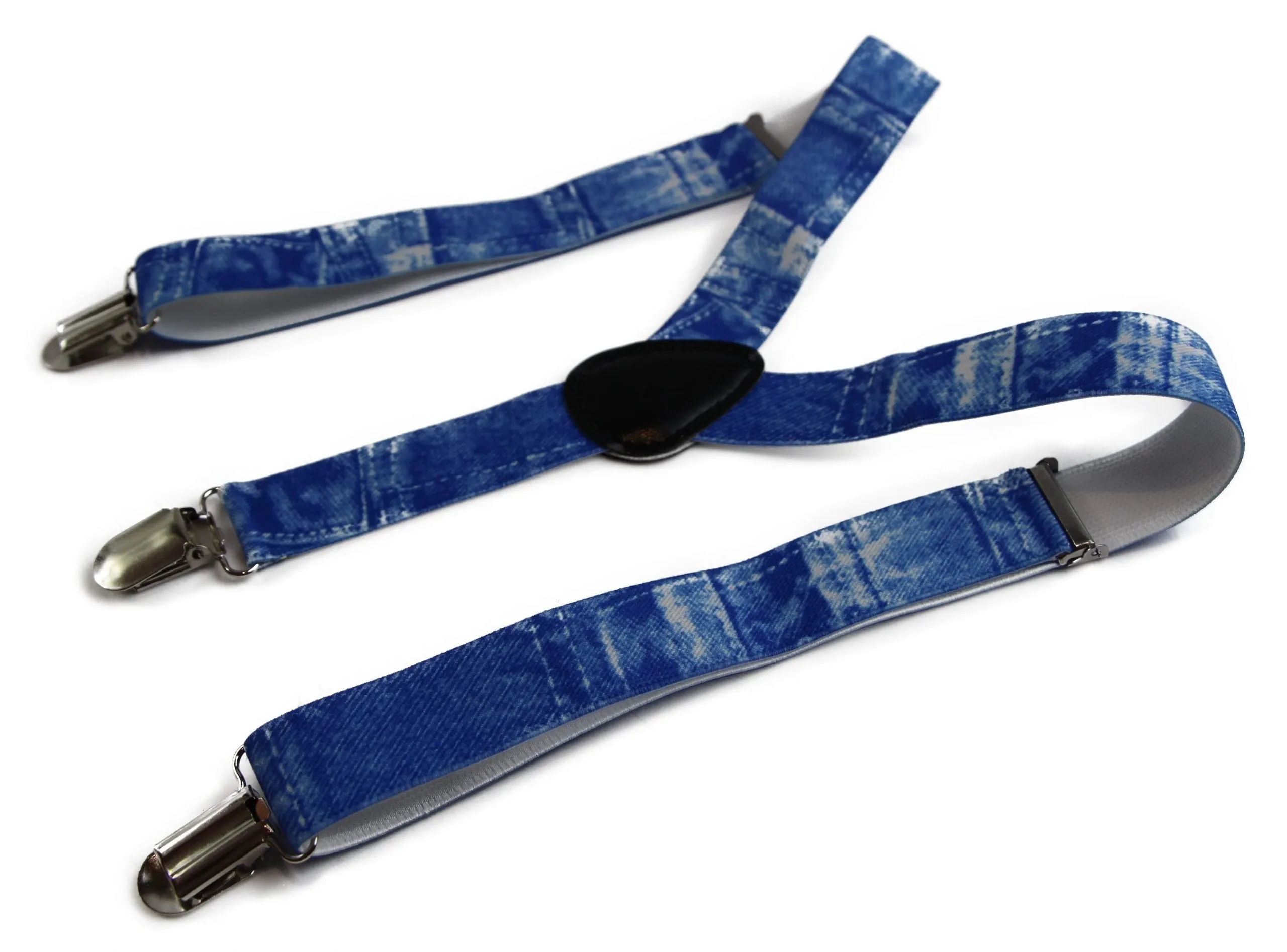 Boys Adjustable Denim Patterned Suspenders