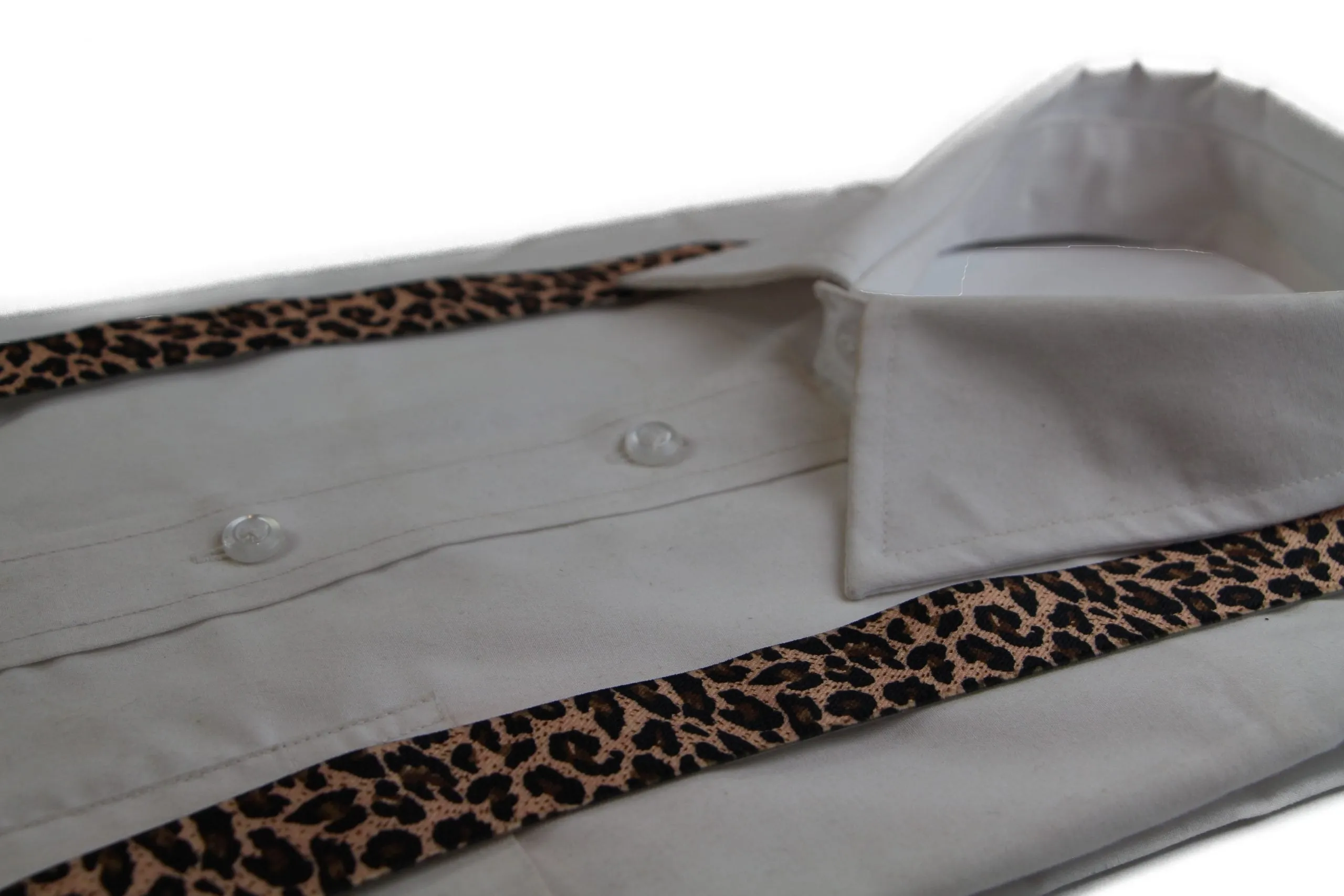 Boys Adjustable Natural Leopard Patterned Suspenders