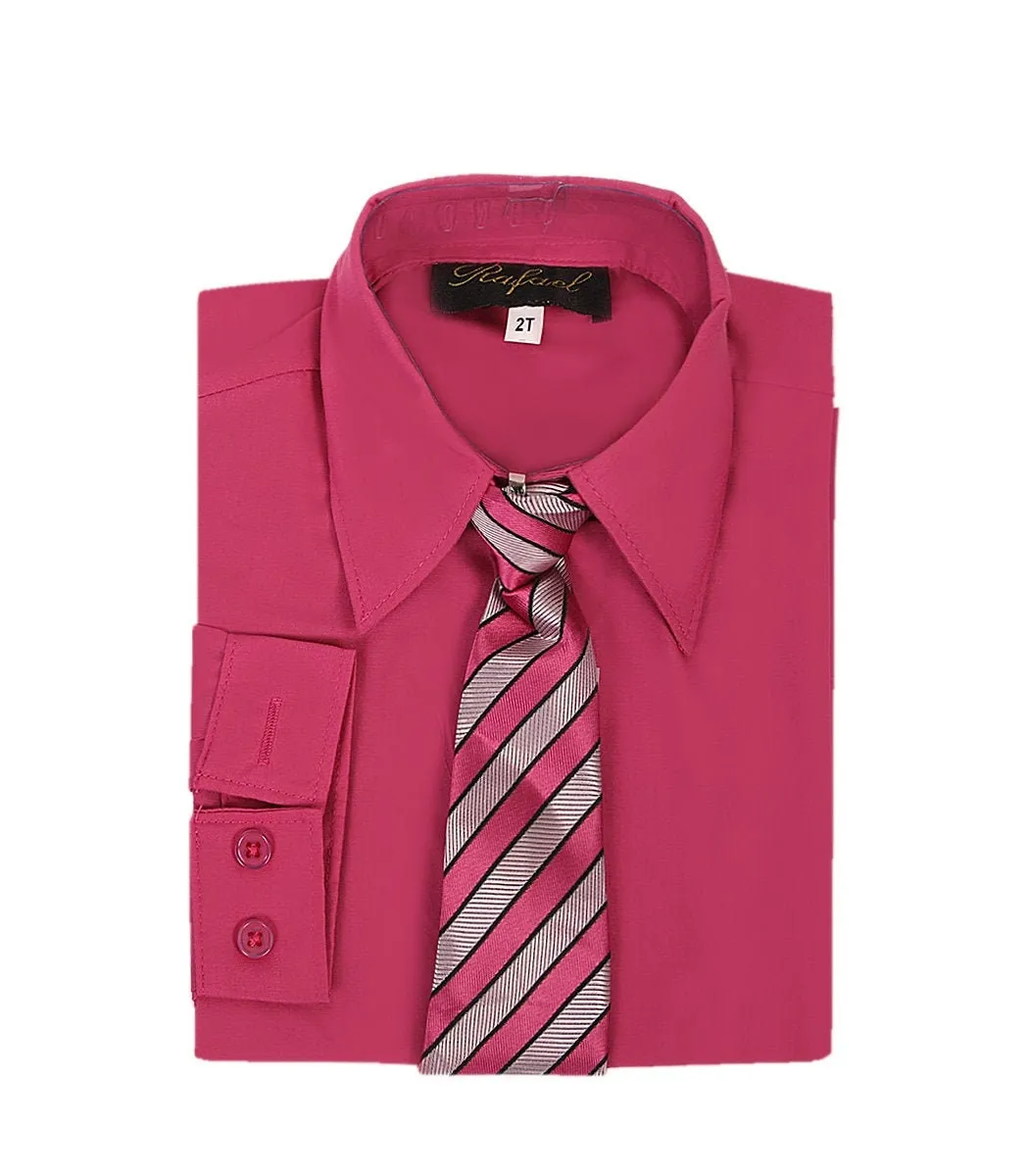 Boys Long Sleeve Formal Dress Shirts and Ties - Choice of Colors