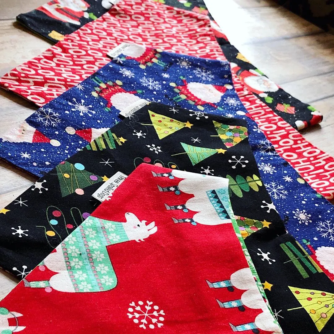 Christmas Bandanas Handmade Reversible with Llamas