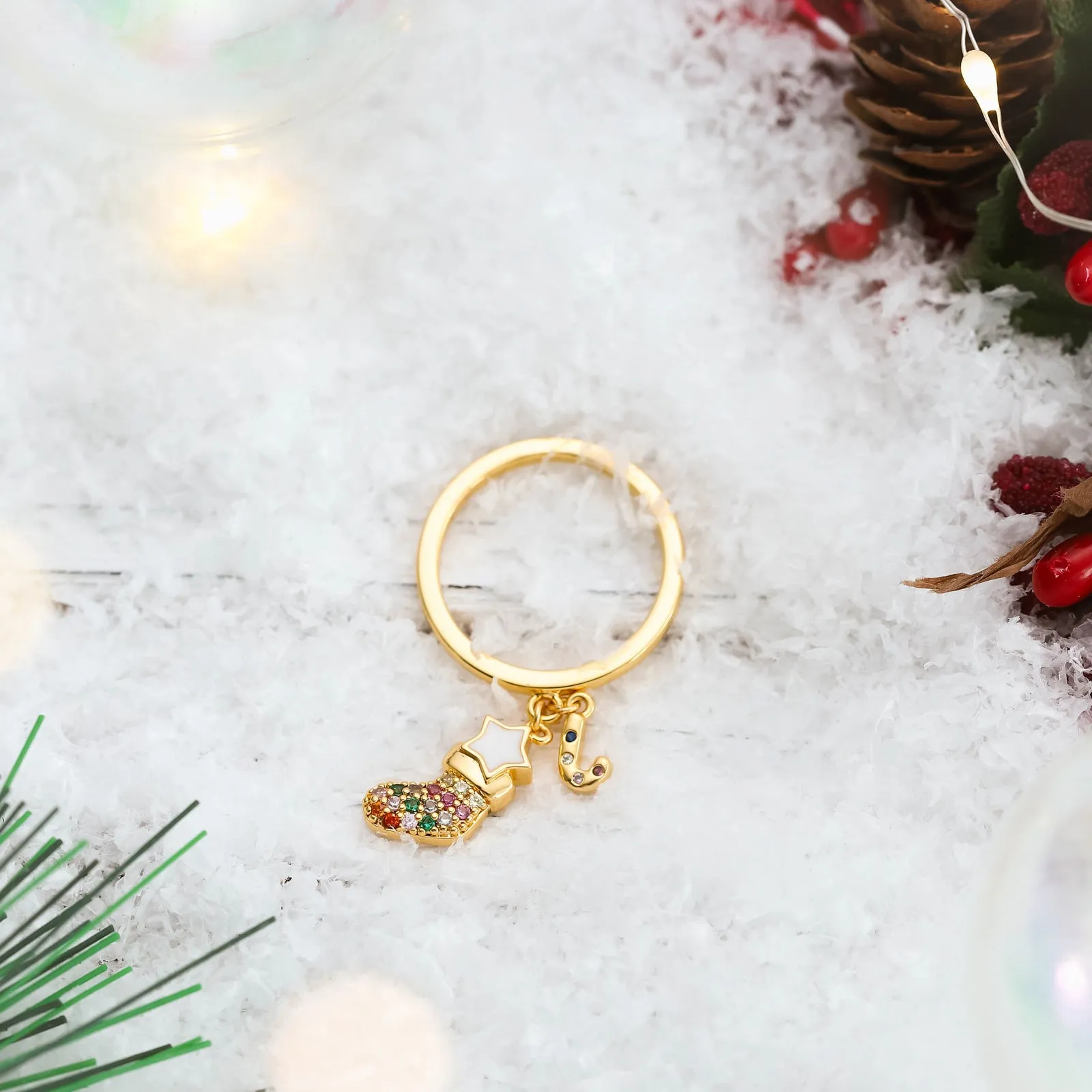 Christmas Sock & Candy Cane Ring