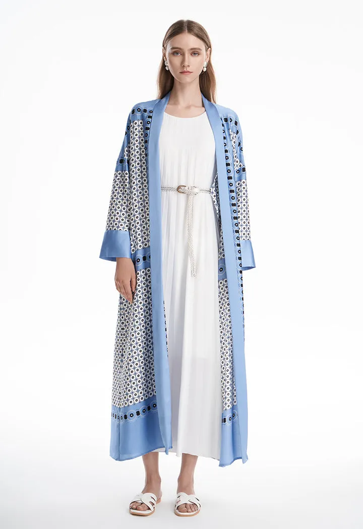 Circle All Over Patterned Multicolored Maxi Open Abaya