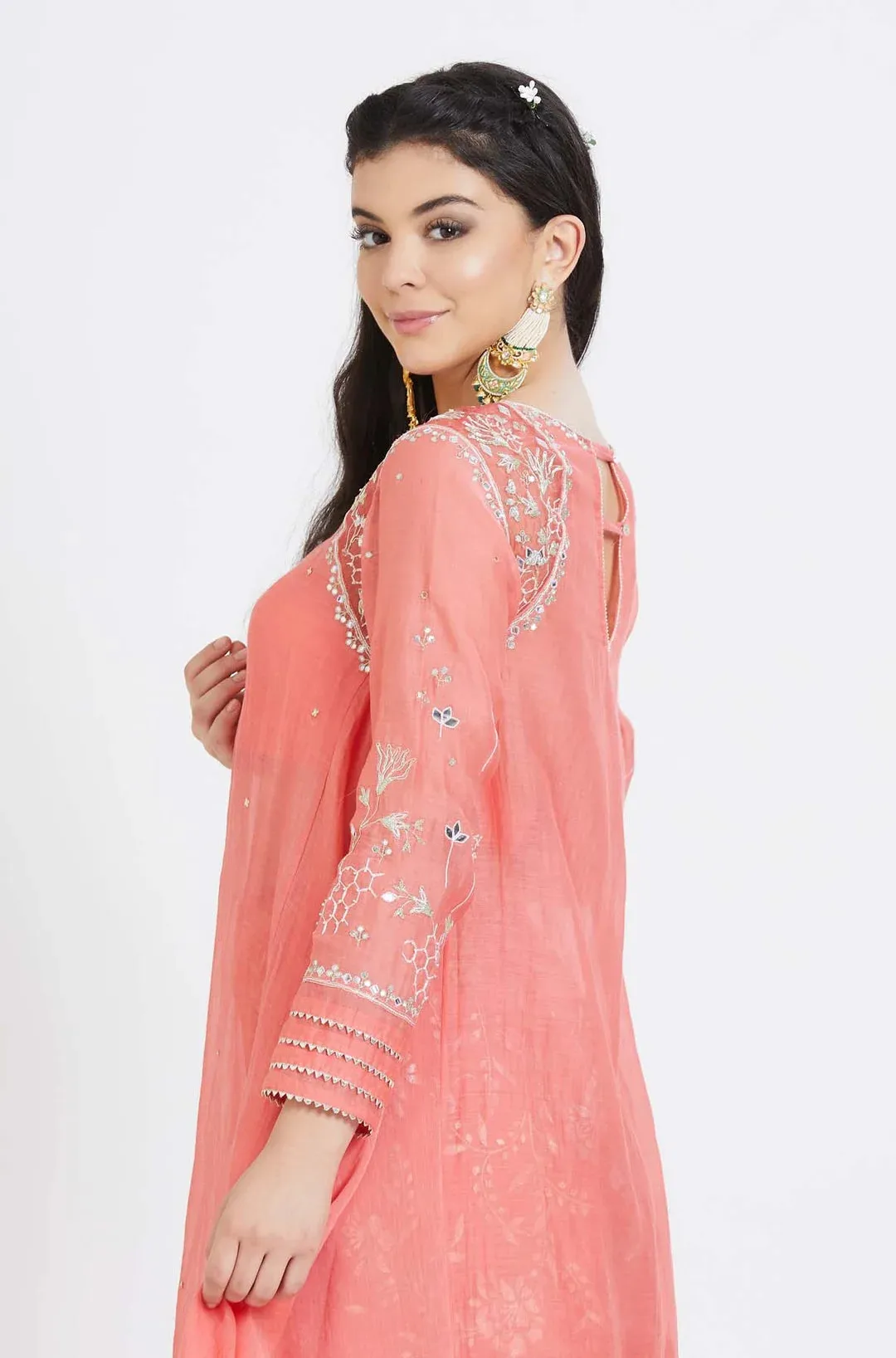 Coral Embroidered Kurta Set