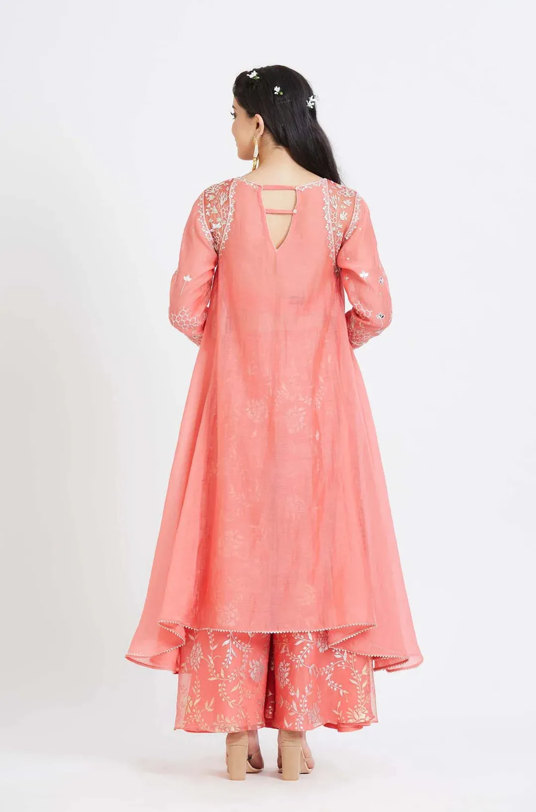 Coral Embroidered Kurta Set