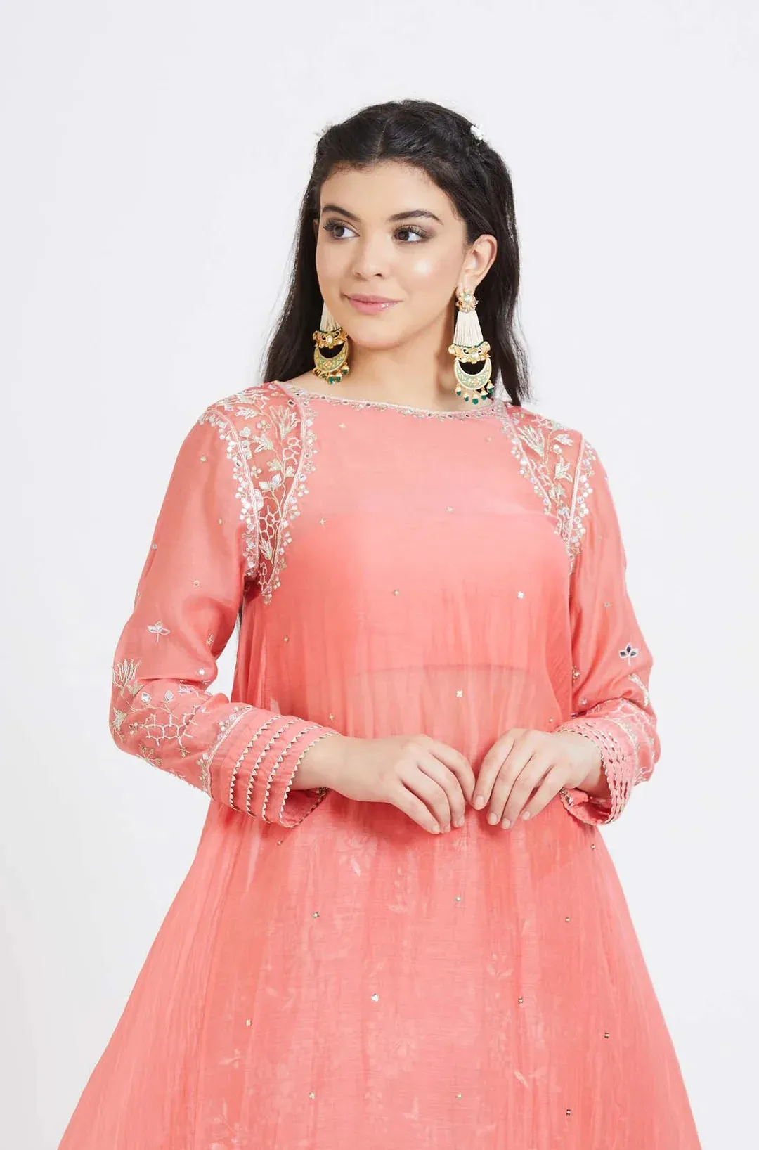 Coral Embroidered Kurta Set