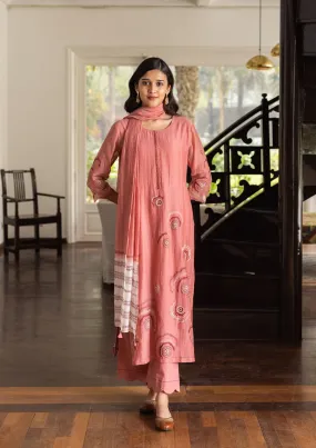 Coral Embroidered Kurta Set