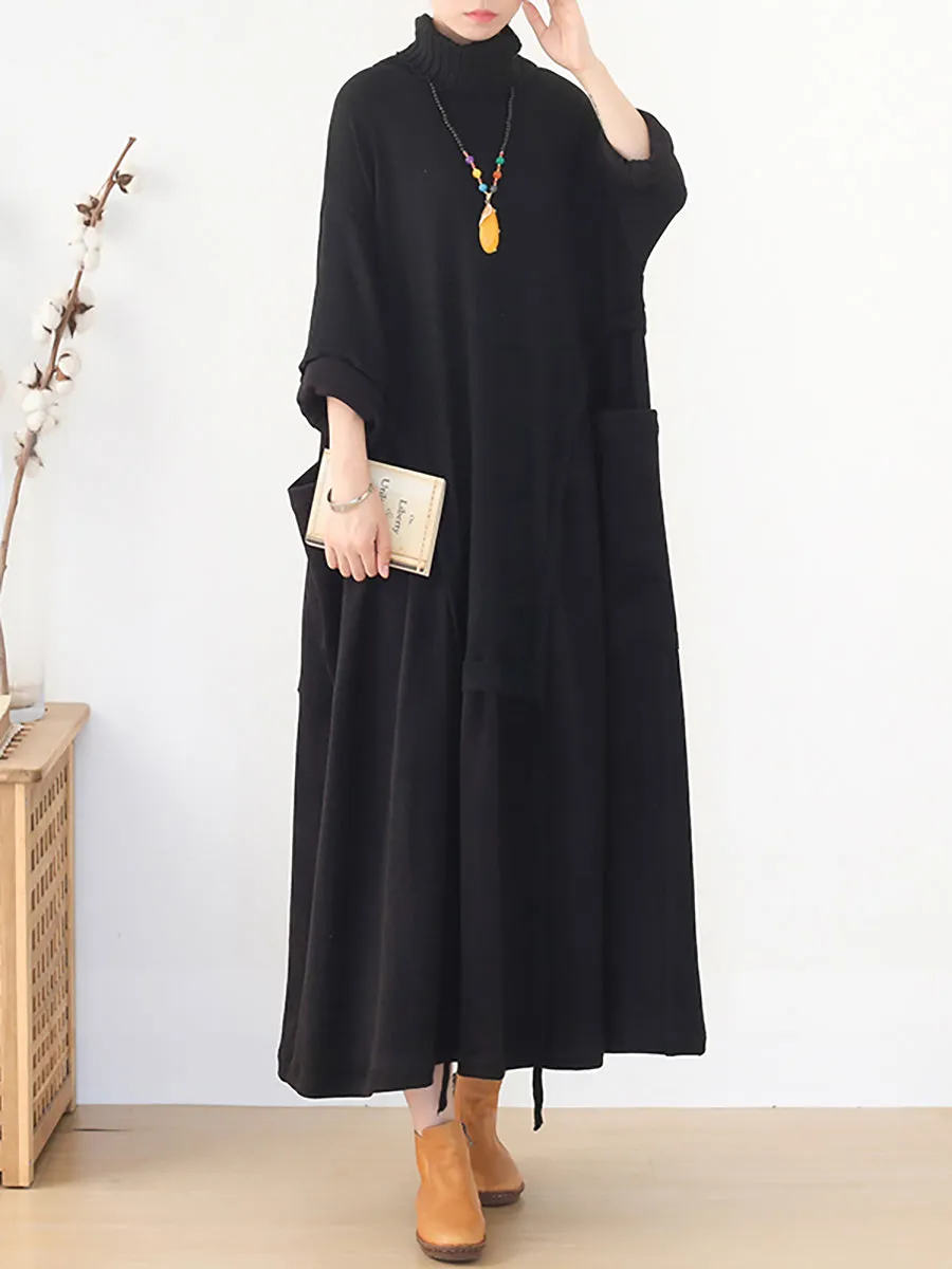 Cotton Women Solid Irregular Loose Dress