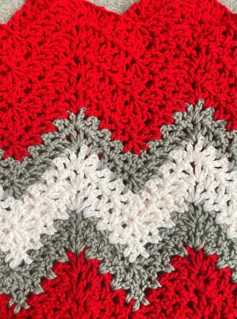 Crimson and Gray Handmade Baby Afgan