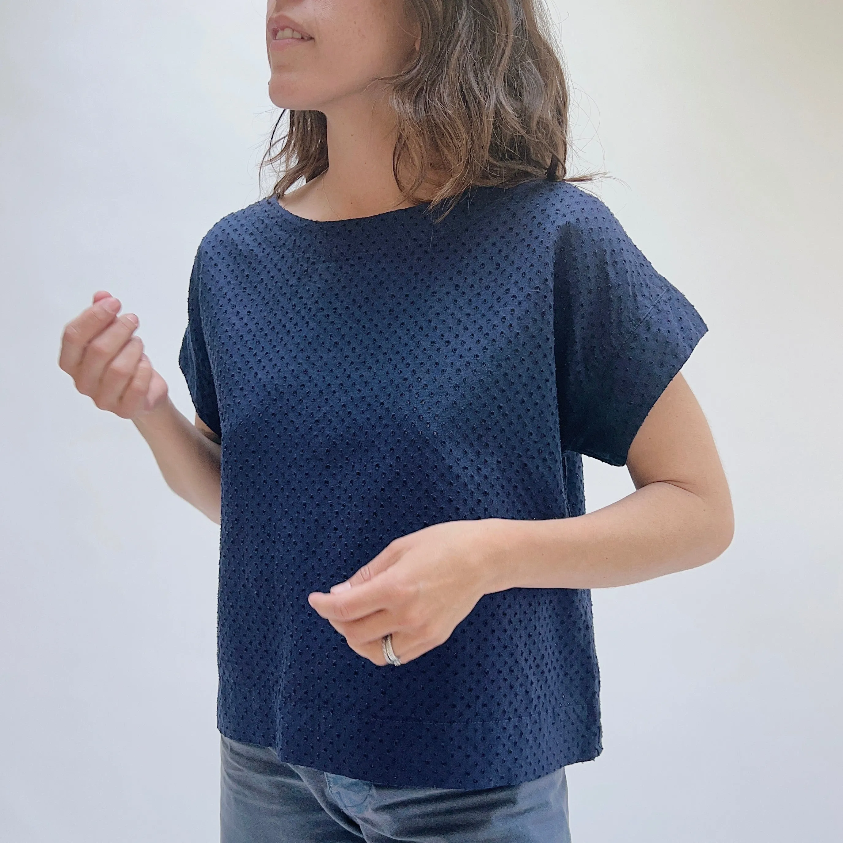 Cut Loose | Pinhole Short Sleeve Top in Nightsky