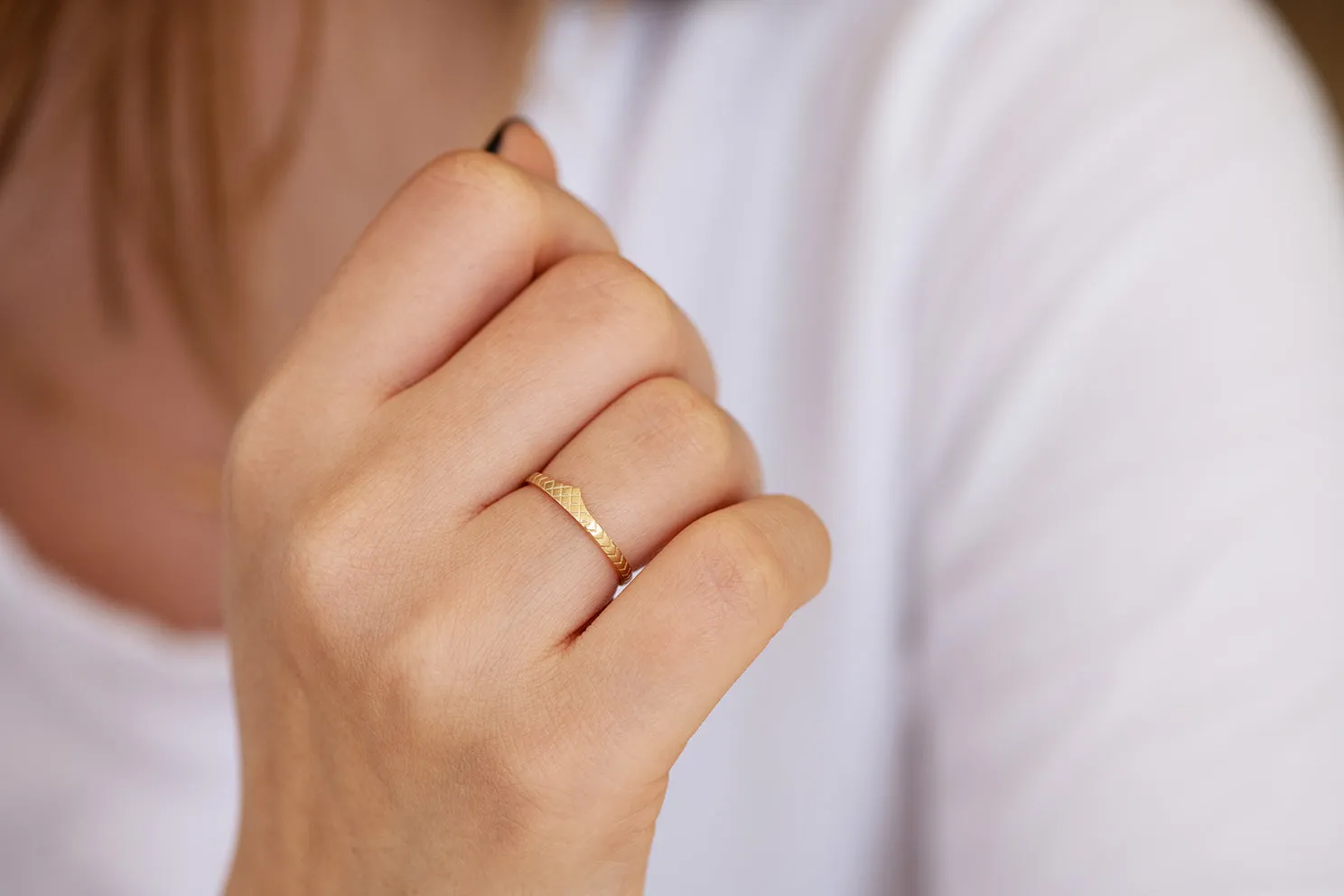 Delicate Wedding Band - Patterned Ring