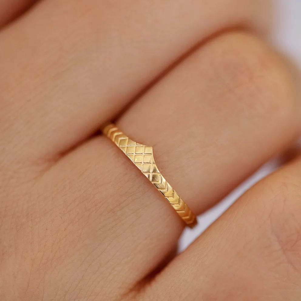 Delicate Wedding Band - Patterned Ring