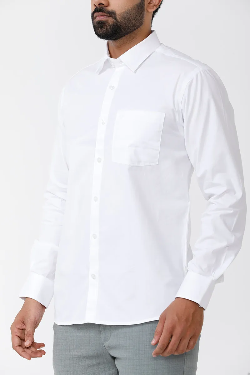 Delight Cotton Solid Regular Fit White Trending Formal Shirt for Men