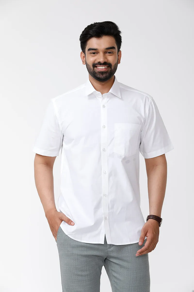 Delight Cotton Solid Regular Fit White Trending Formal Shirt for Men