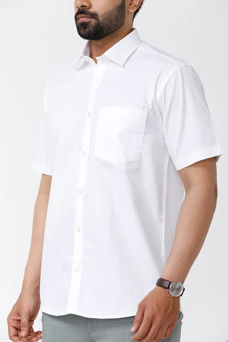 Delight Cotton Solid Regular Fit White Trending Formal Shirt for Men