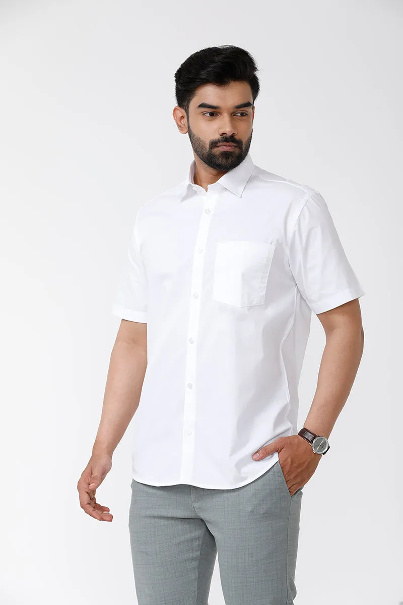 Delight Cotton Solid Regular Fit White Trending Formal Shirt for Men