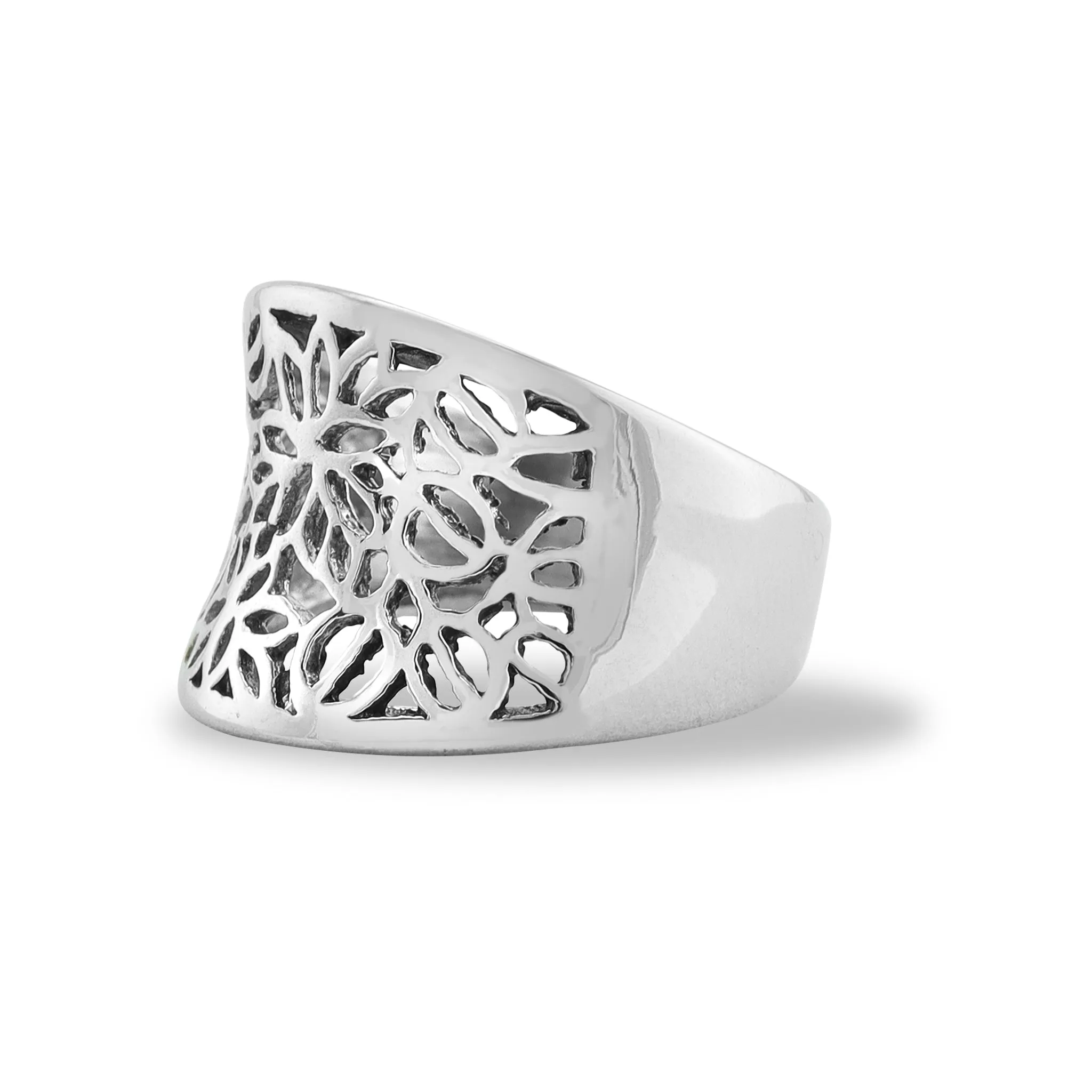 Detailed Patterned Cutout Stainless Steel Ring / SCR4073