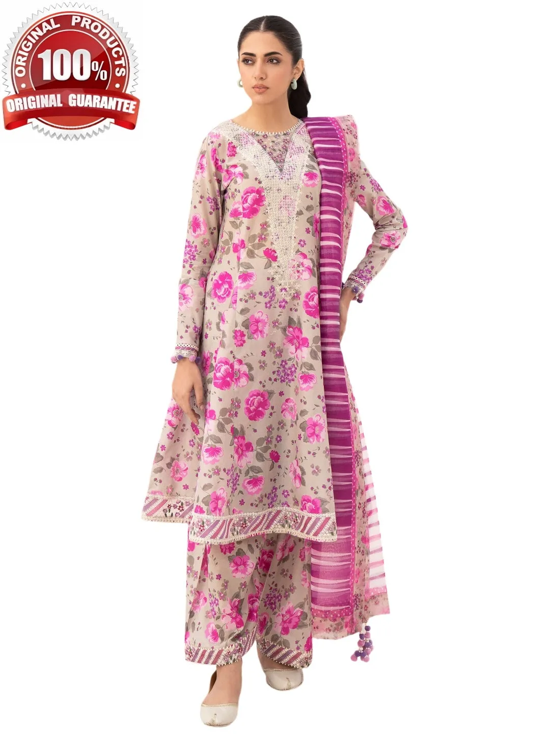 Digital Printed Embroidered Lawn