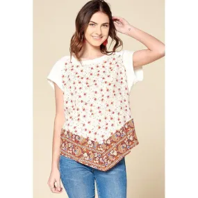 Ditsy Floral Border Printed Loose-fit Tee