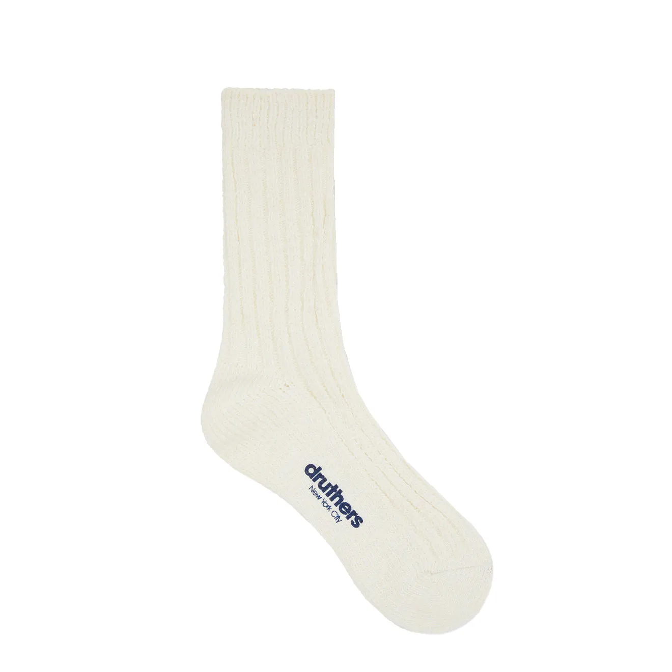 Druthers Organic Cotton Rib Slub Crew Sock Off White