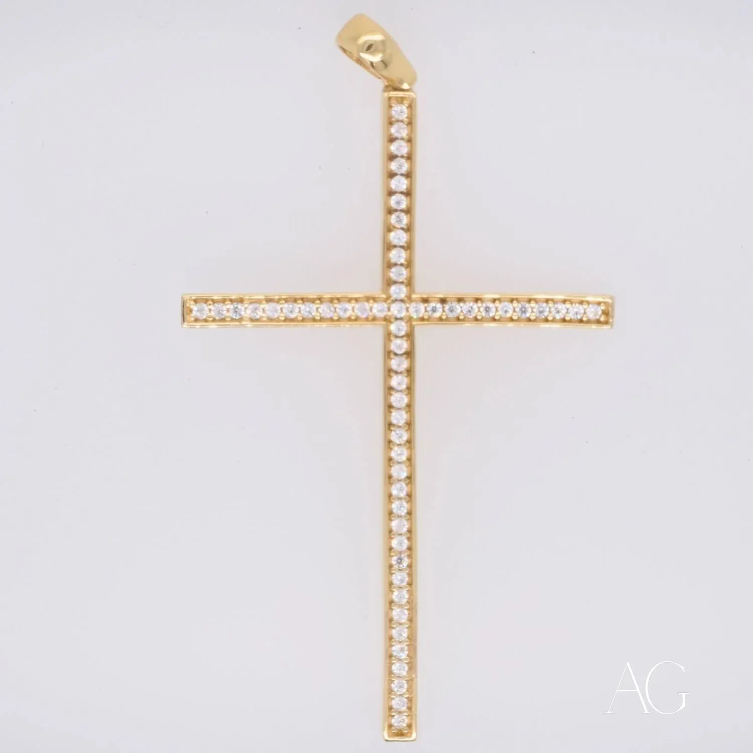 Elegant 18k Gold Cross with CZ Stones