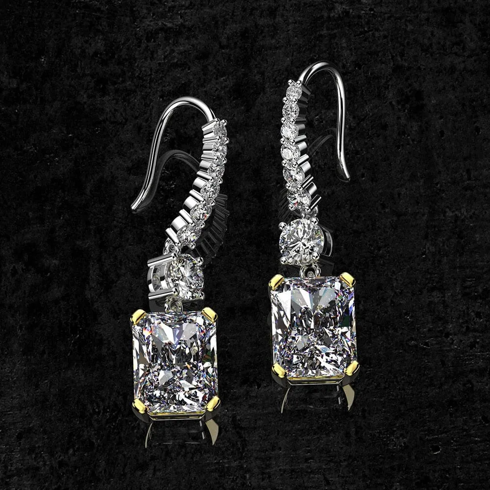 Elegant Aquamarine Citrine Moissanite Drop Dangle Earrings