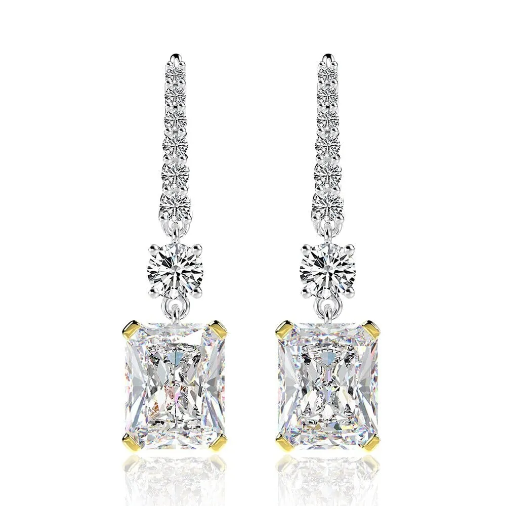 Elegant Aquamarine Citrine Moissanite Drop Dangle Earrings