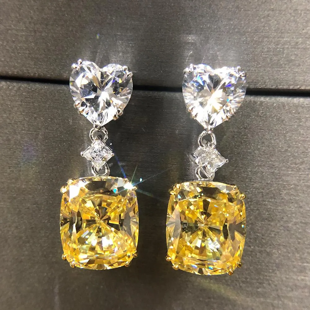 Elegant Cushion Cut Drop Earrings